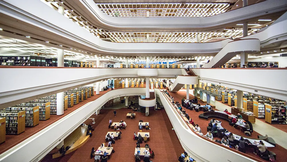 A sea of information at a public library in Toronto, c/o burst.shopify.com